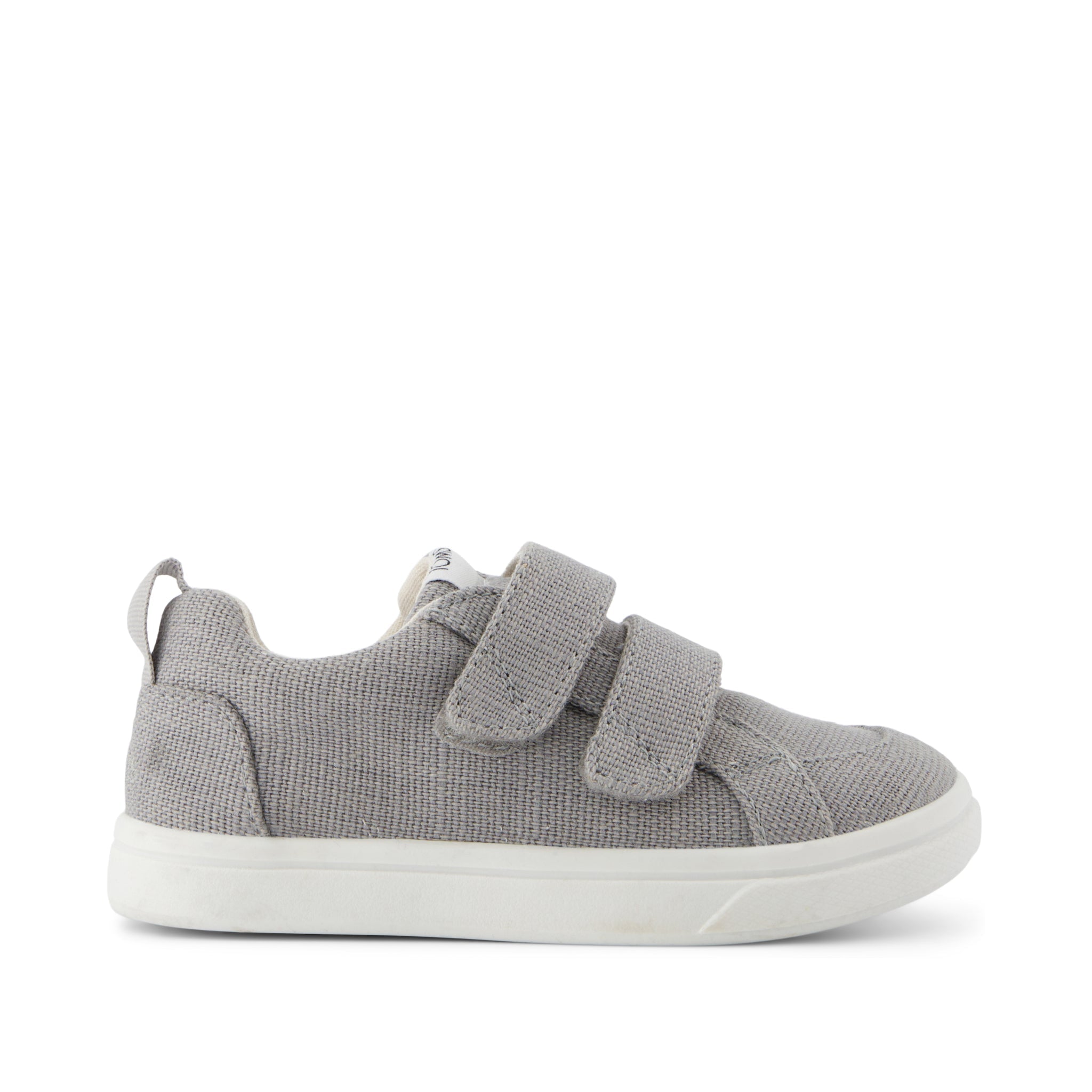 Cruz Double Strap Toddler Sneaker - Drizzle Grey Heritage Canvas Side View