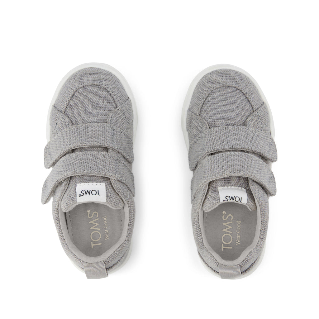 Cruz Double Strap Toddler Sneaker - Drizzle Grey Heritage Canvas Top View
