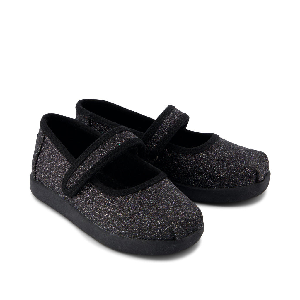 Nora Mary Jane Toddler Shoe - Black Iridescent Glimmer Front View