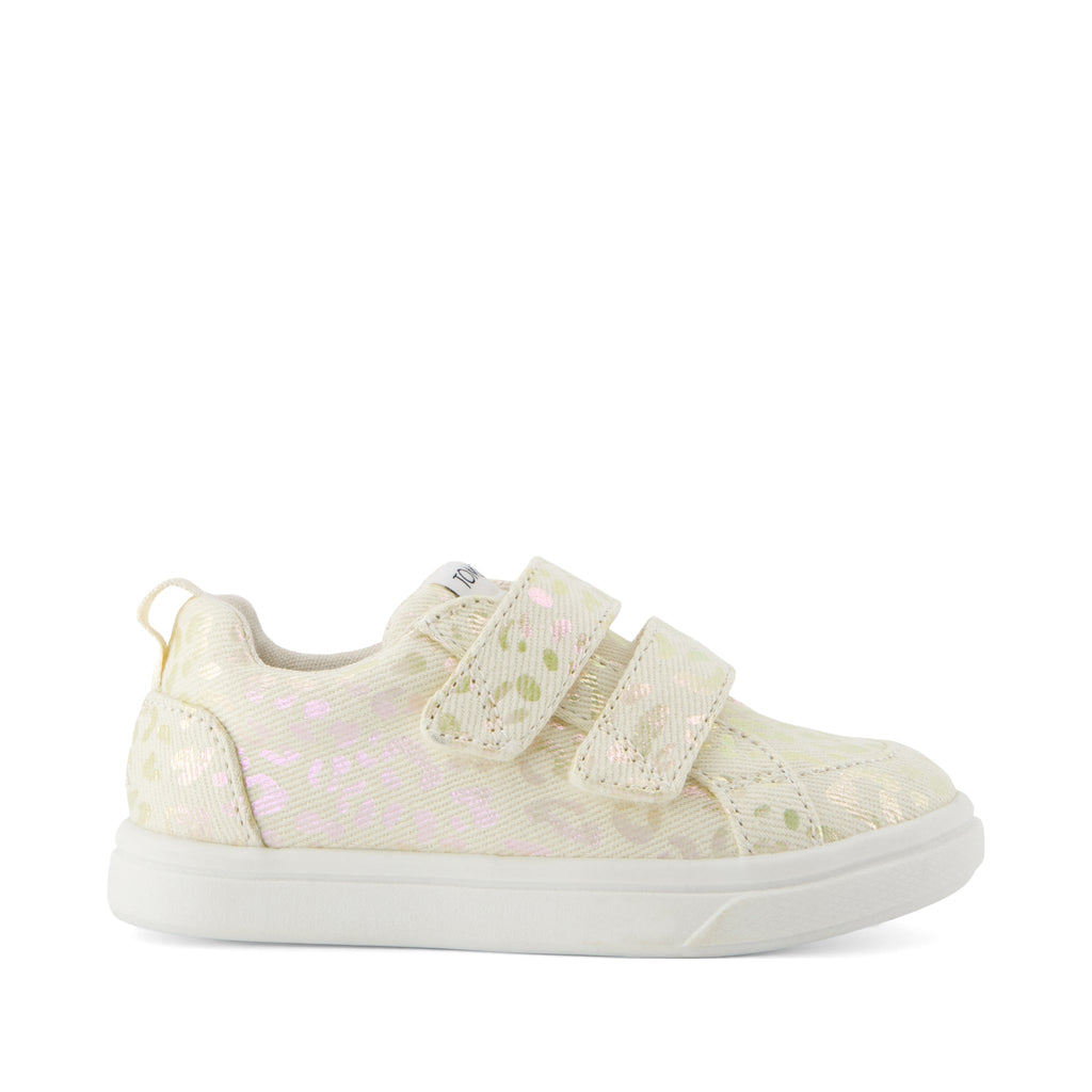 Cruz Double Strap Toddler Sneaker - Natural Iridescent Leopard Side View