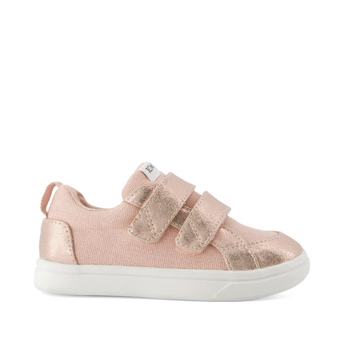 Cruz Double Strap Toddler Sneaker - Pale Rose Metallic PU Side View