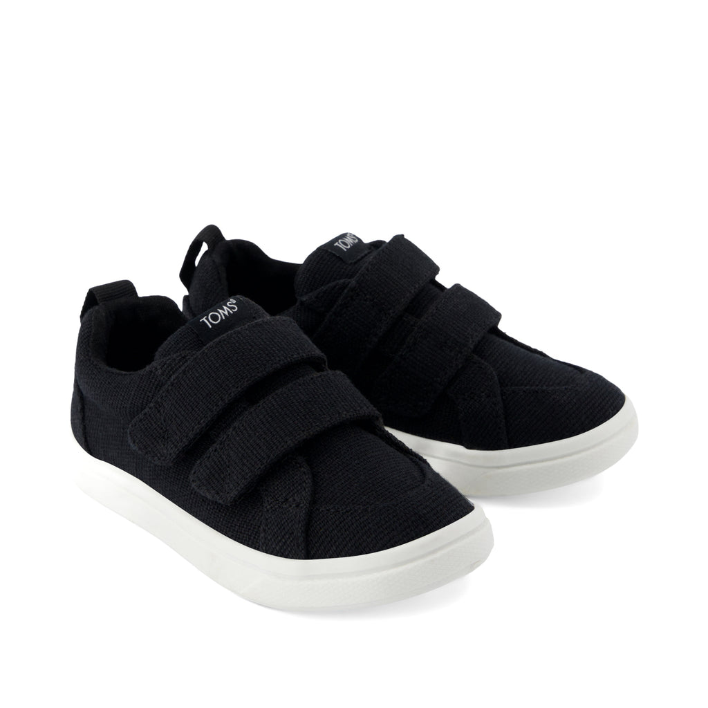 Cruz Double Strap Toddler Sneaker - Black Heritage Canvas Front View