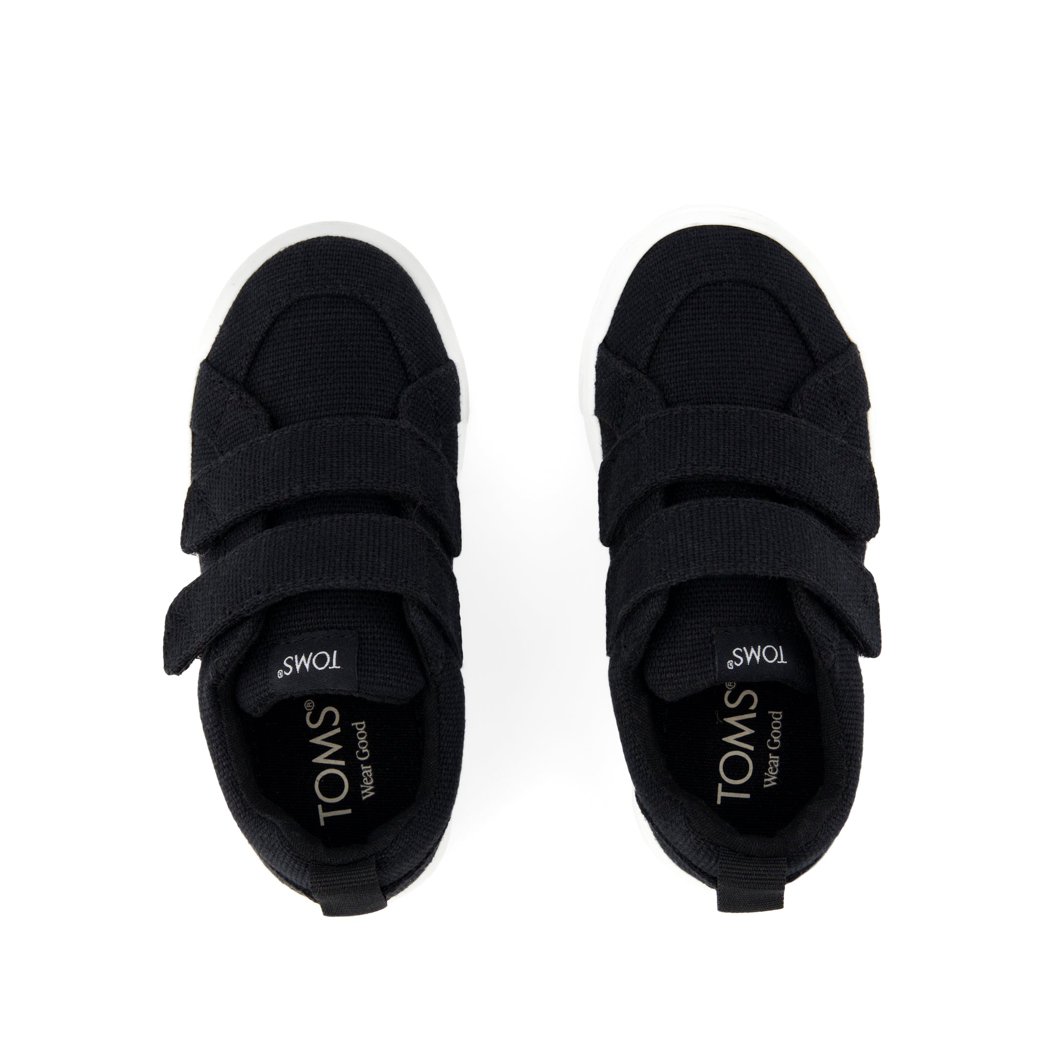 Cruz Double Strap Toddler Sneaker - Black Heritage Canvas Top View