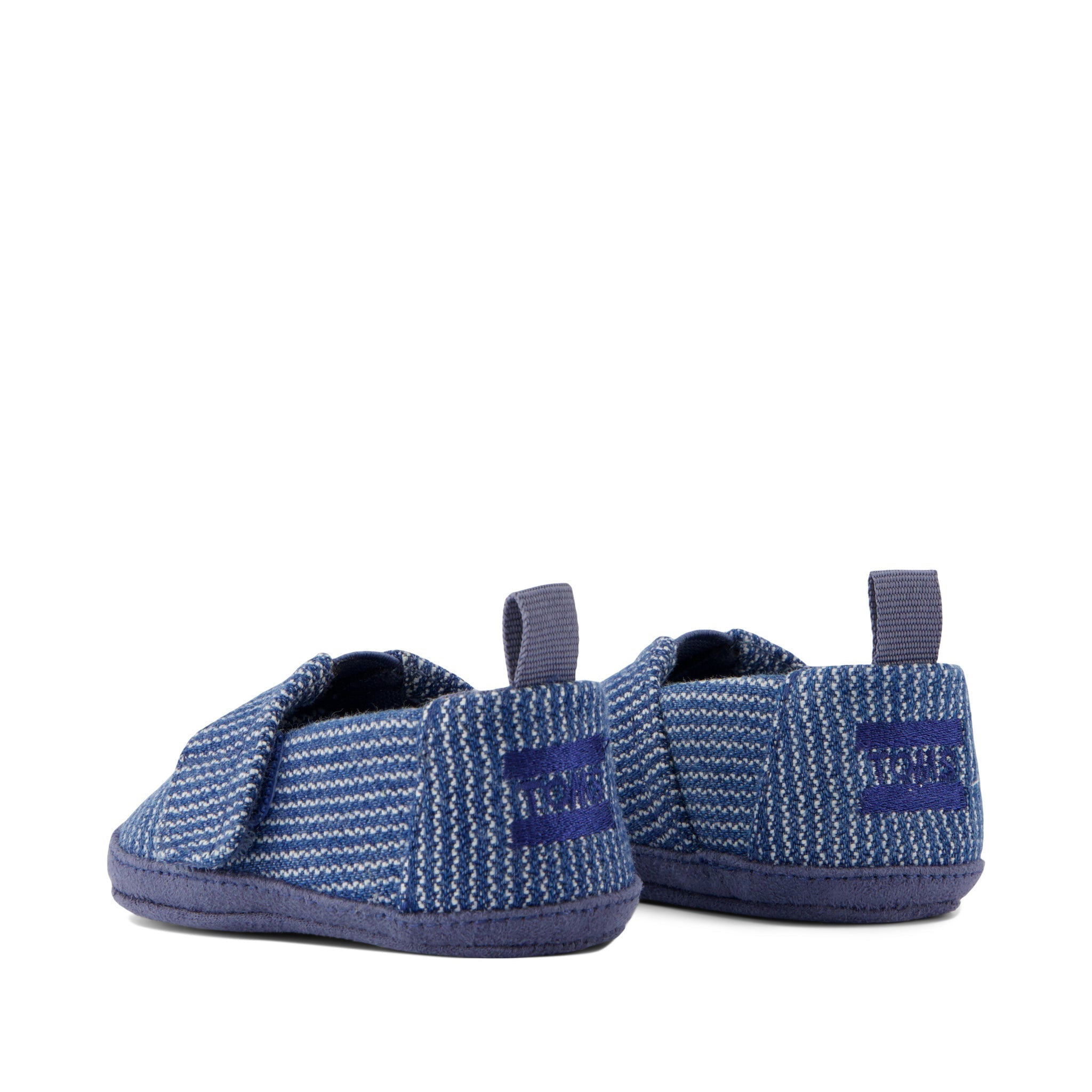 Layette Alpargata Crib Shoe - Dark Sky Subtle Stripes Back View