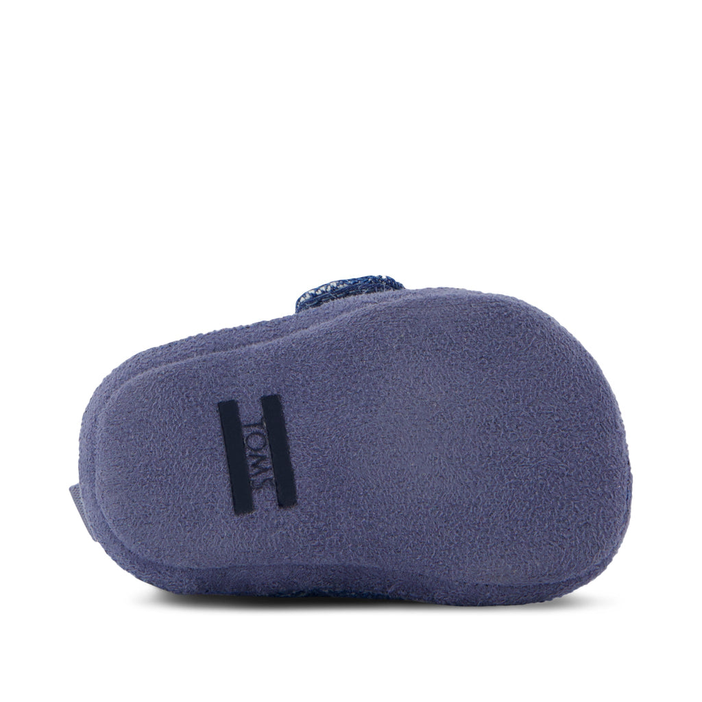 Layette Alpargata Crib Shoe - Dark Sky Subtle Stripes Bottom Sole View