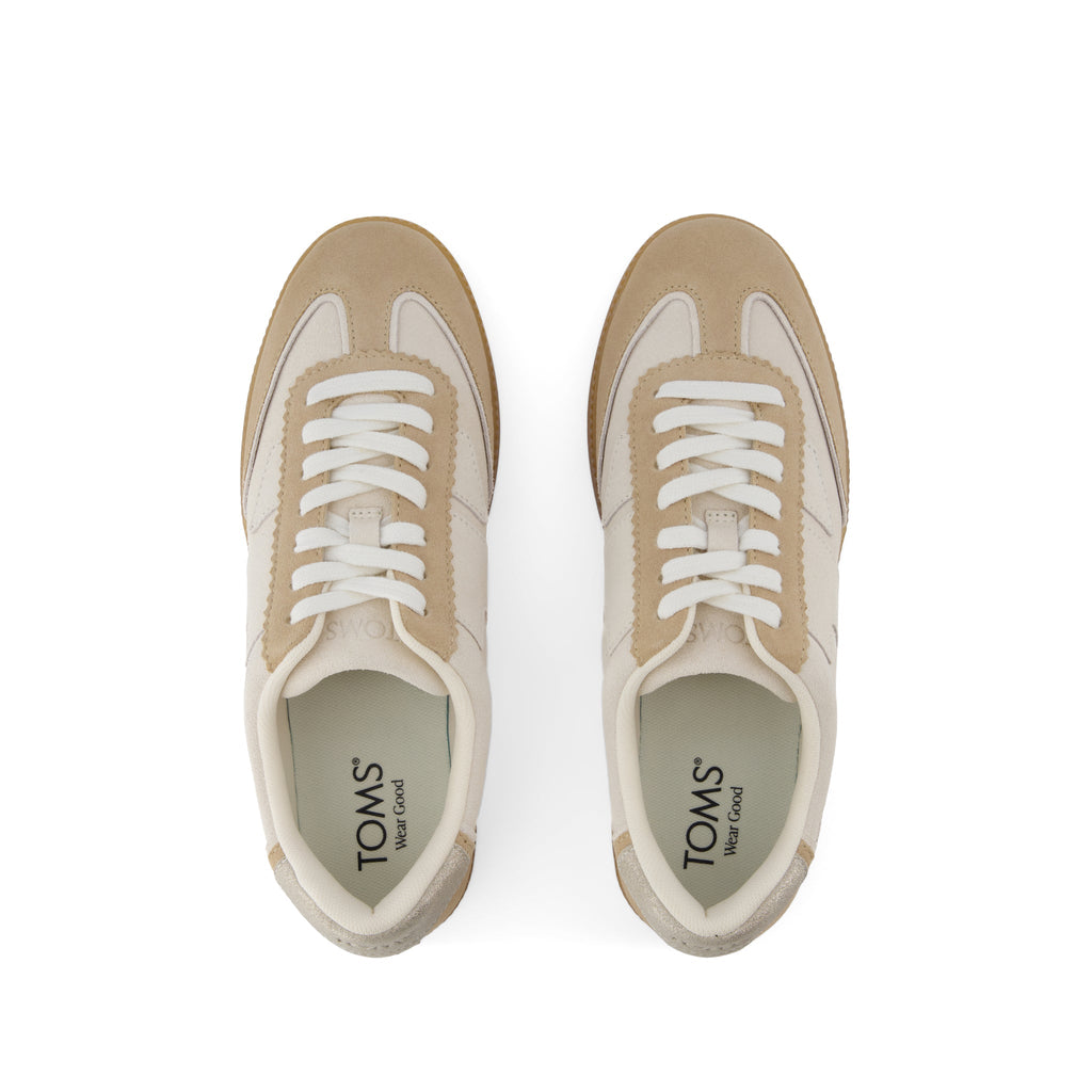 Collins Casual Lace-Up Sneaker - Oatmeal Multi Suede and Leather Top View