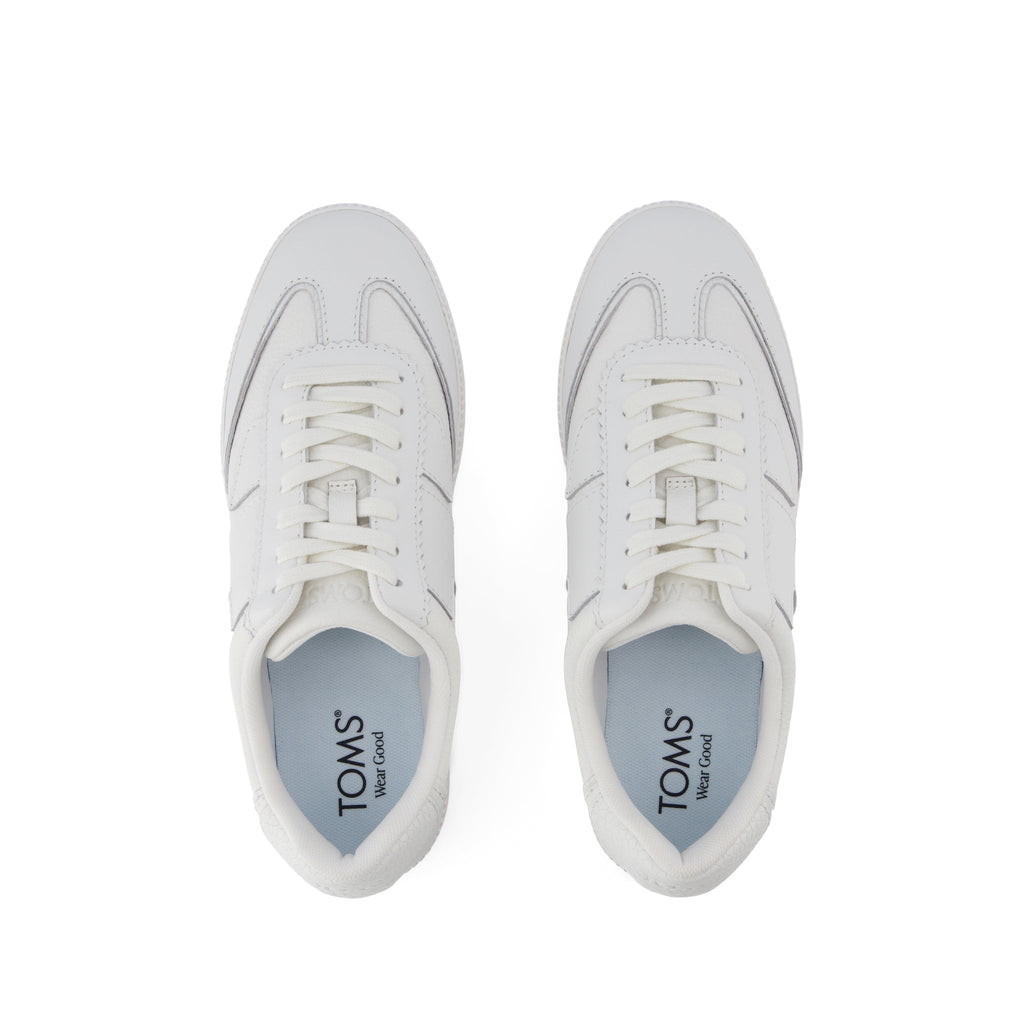 Collins Casual Lace-Up Sneaker - White Leather Snake Embossed Top View