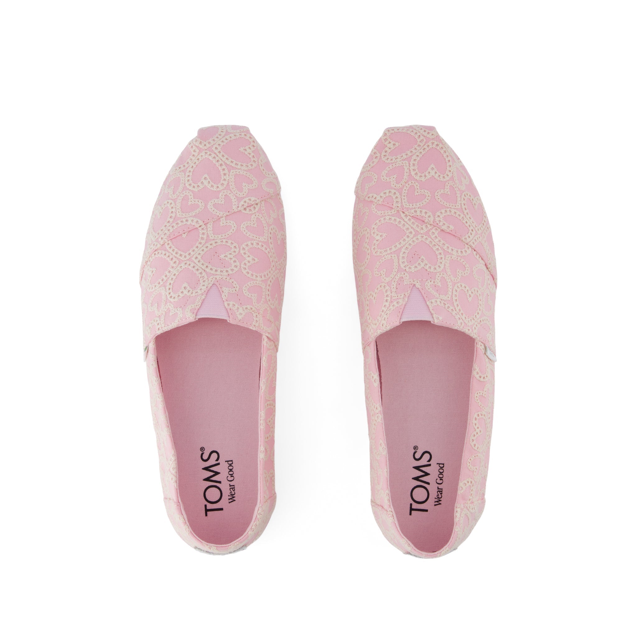 Alpargata Classic - Barely Pink Hearts Eyelet Top View