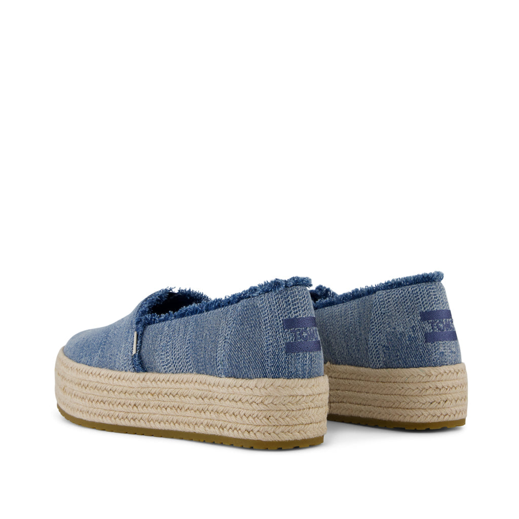 Valencia Platform Espadrille - Textured Denim  Back View