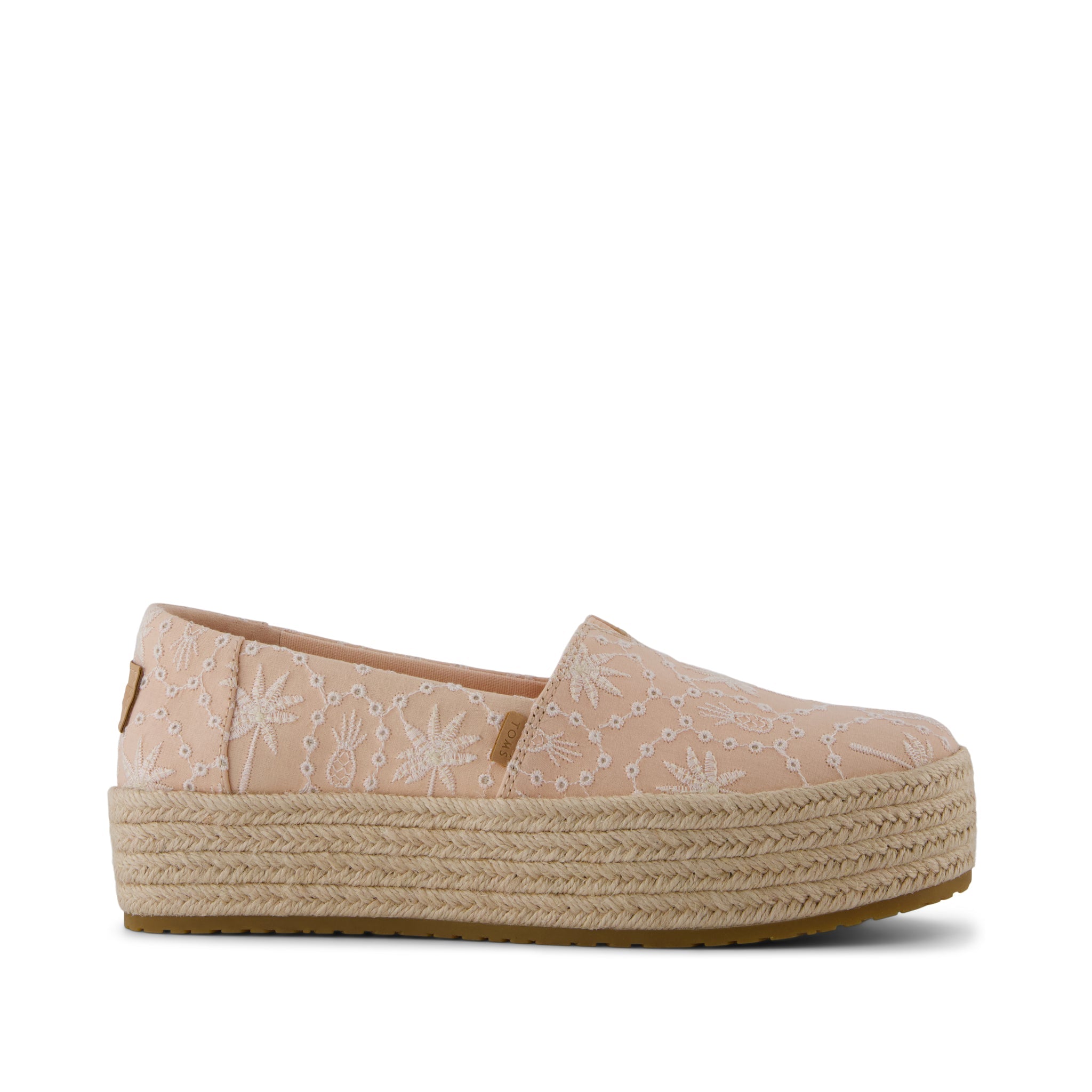 Valencia Platform Espadrille - Apricot Tropical Eyelet Side View
