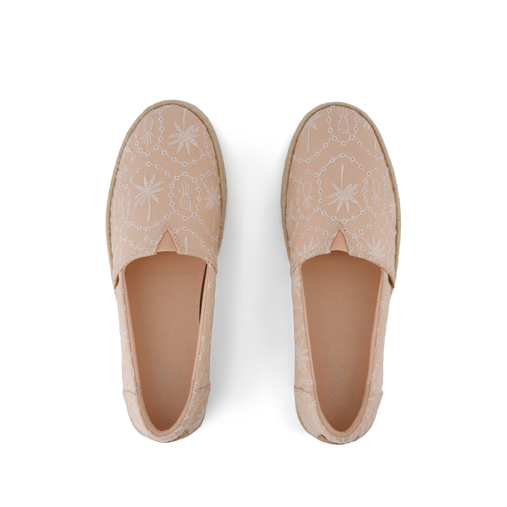 Valencia Platform Espadrille - Apricot Tropical Eyelet Top View