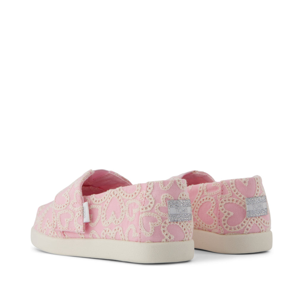 Alpargata Classic Toddler Shoe - Barely Pink Hearts Eyelet Lace Back View
