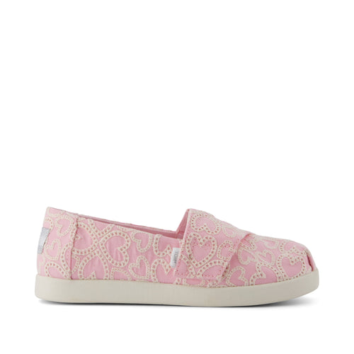 Alpargata Classic Kids Shoe - Barely Pink Hearts Eyelet Lace Side View