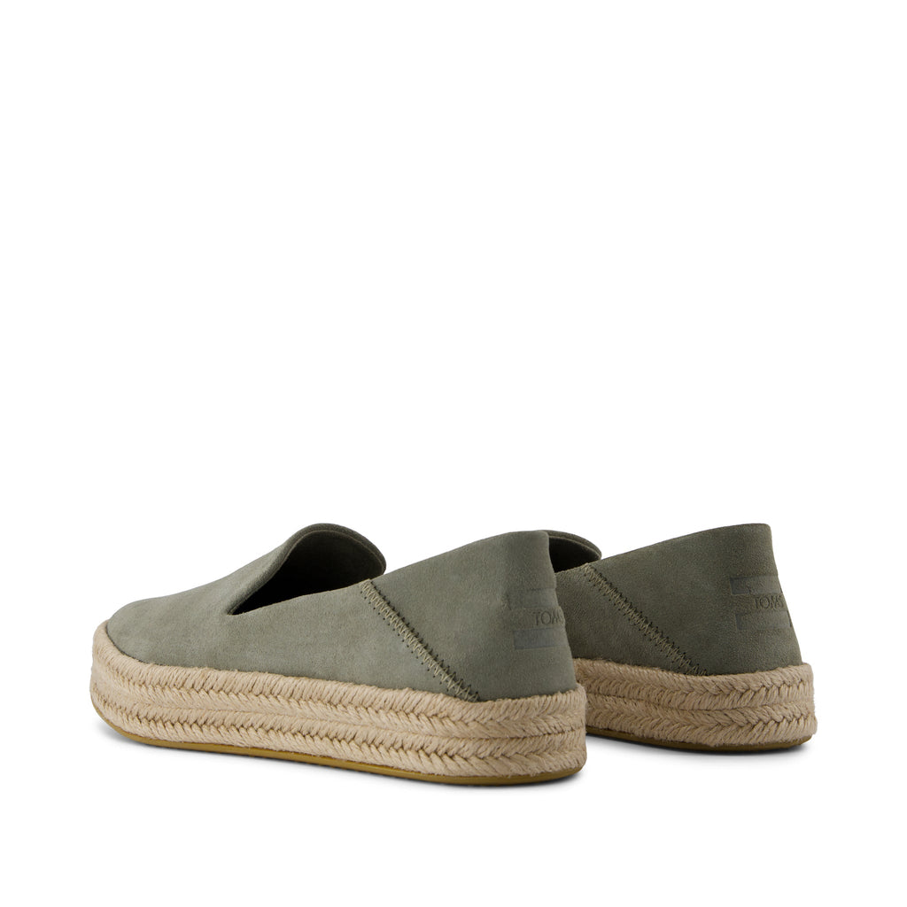 Carolina Espadrille - Vetiver Grey Suede Back View