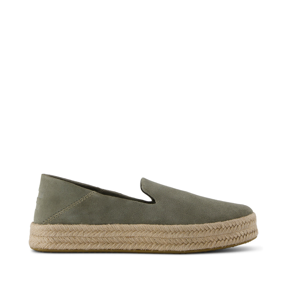 Carolina Espadrille - Vetiver Grey Suede Side View