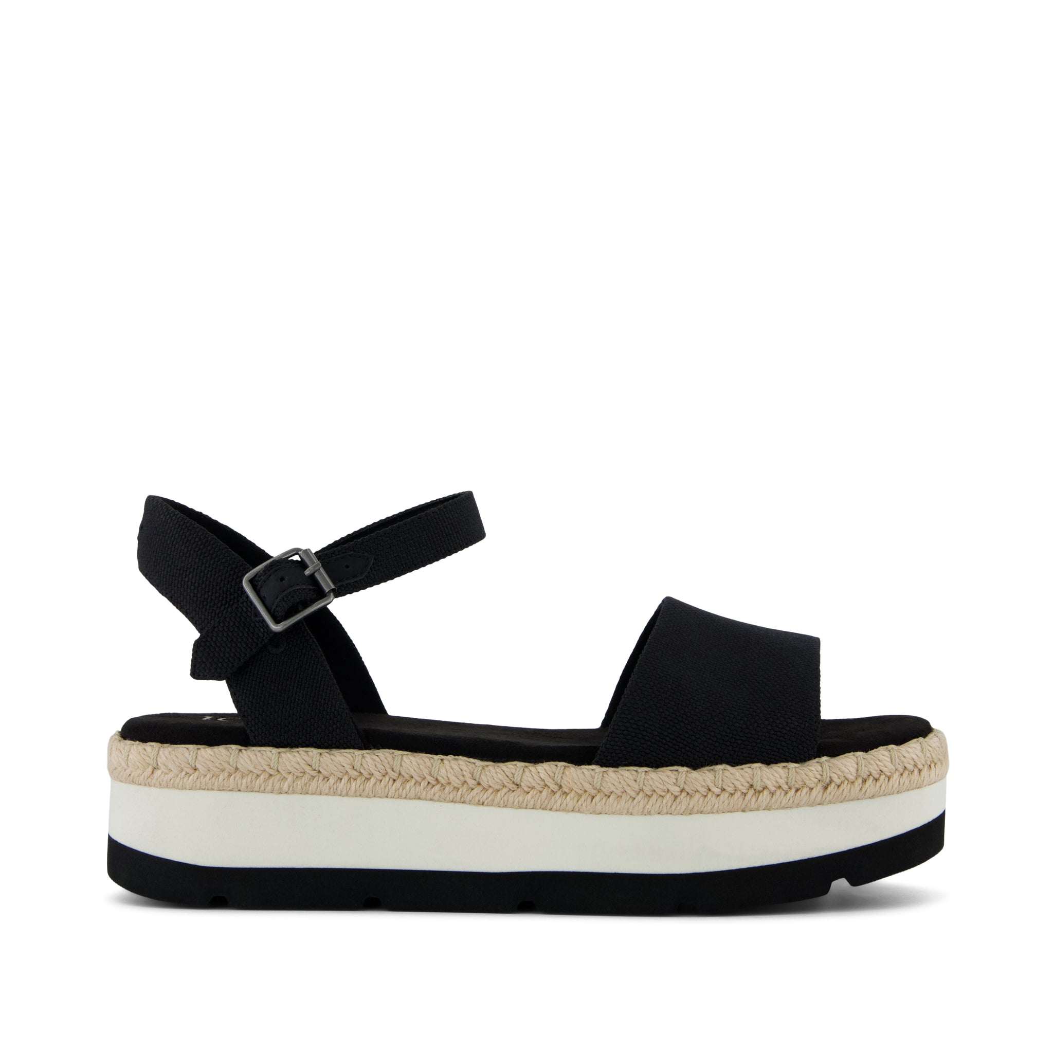 Ronan Platform Sandal - Black Heavy Canvas Side View