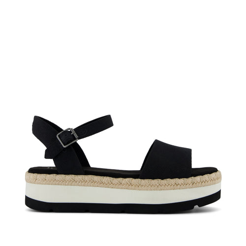 Ronan Platform Sandal - Black Heavy Canvas Side View