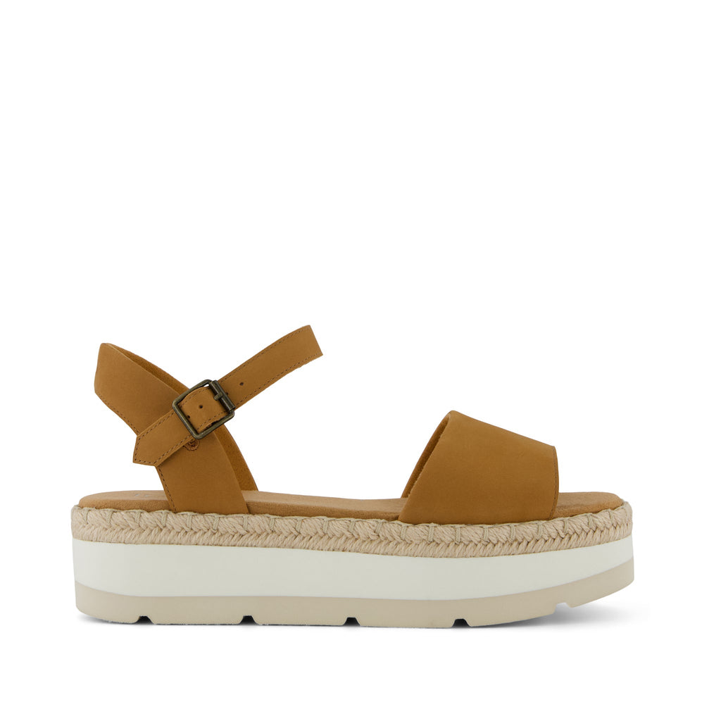 Ronan Platform Sandal - Tan Leather Side View