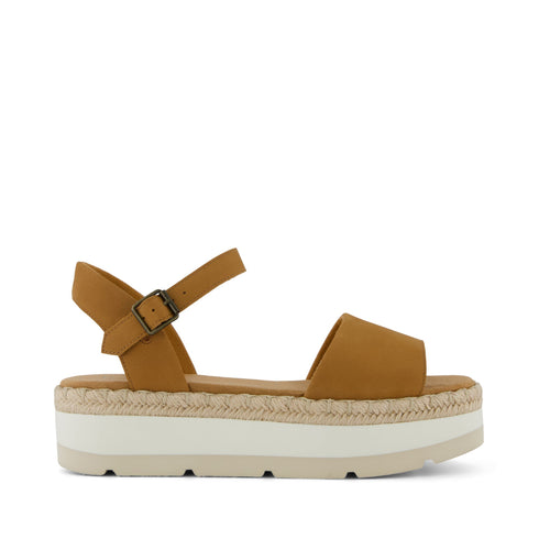 Ronan Platform Sandal - Tan Leather Side View