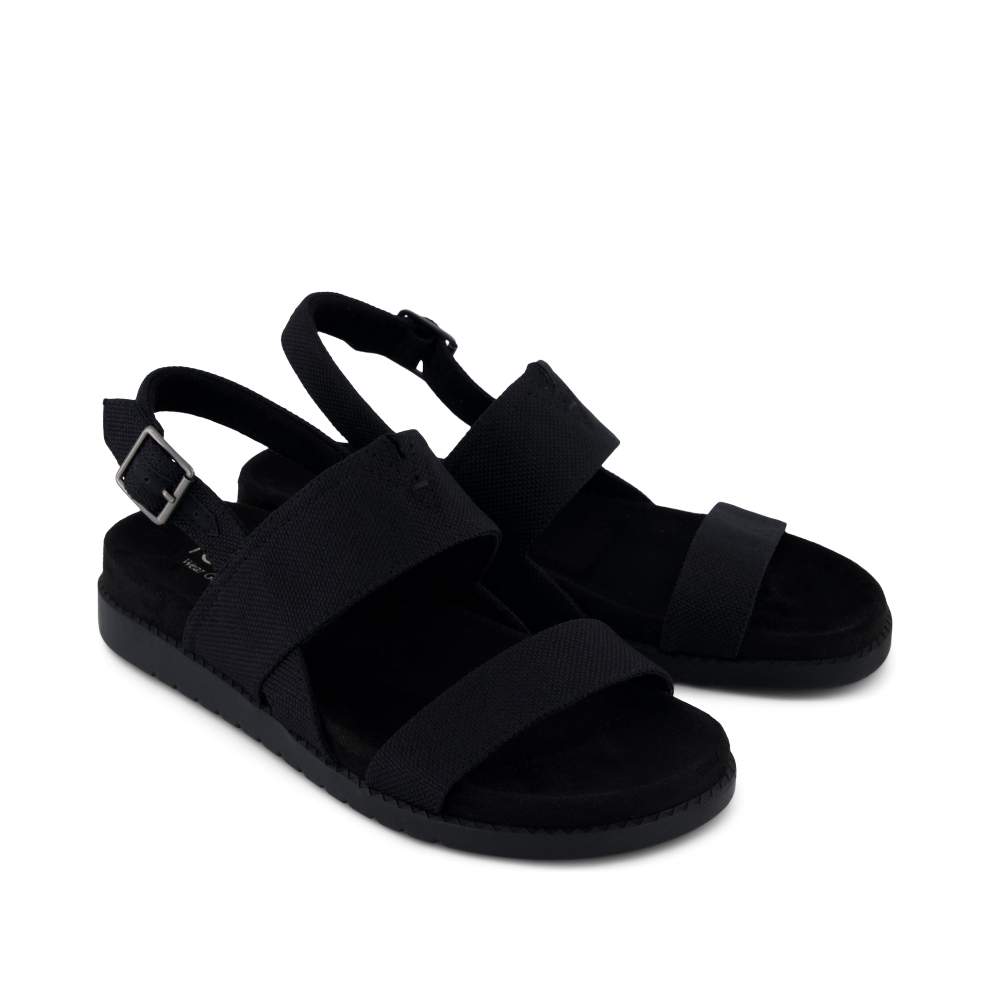Marin Strap Sandal - Black Heavy Canvas Front View
