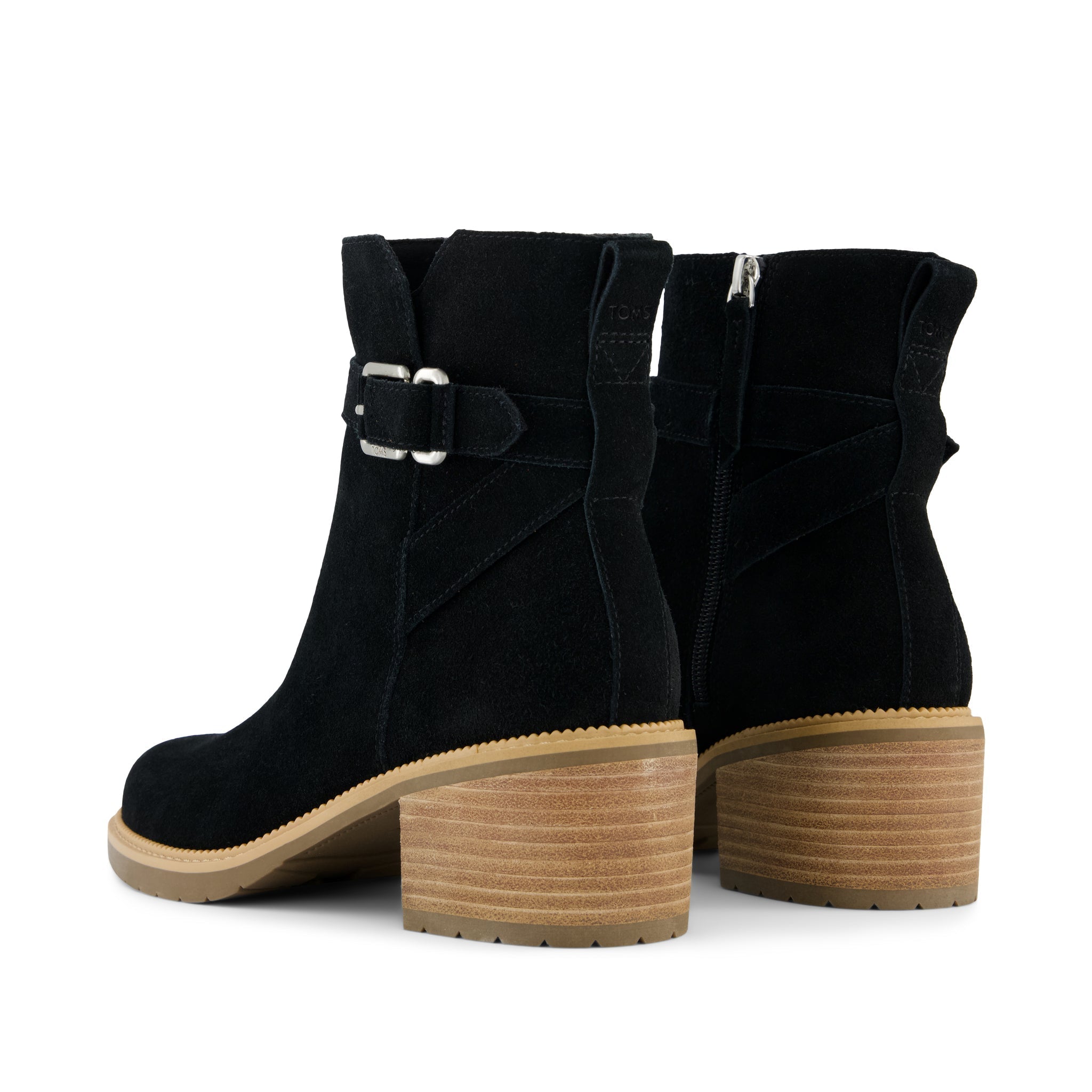 Hailey Buckle Boot - Water Resistant Black Suede Back View