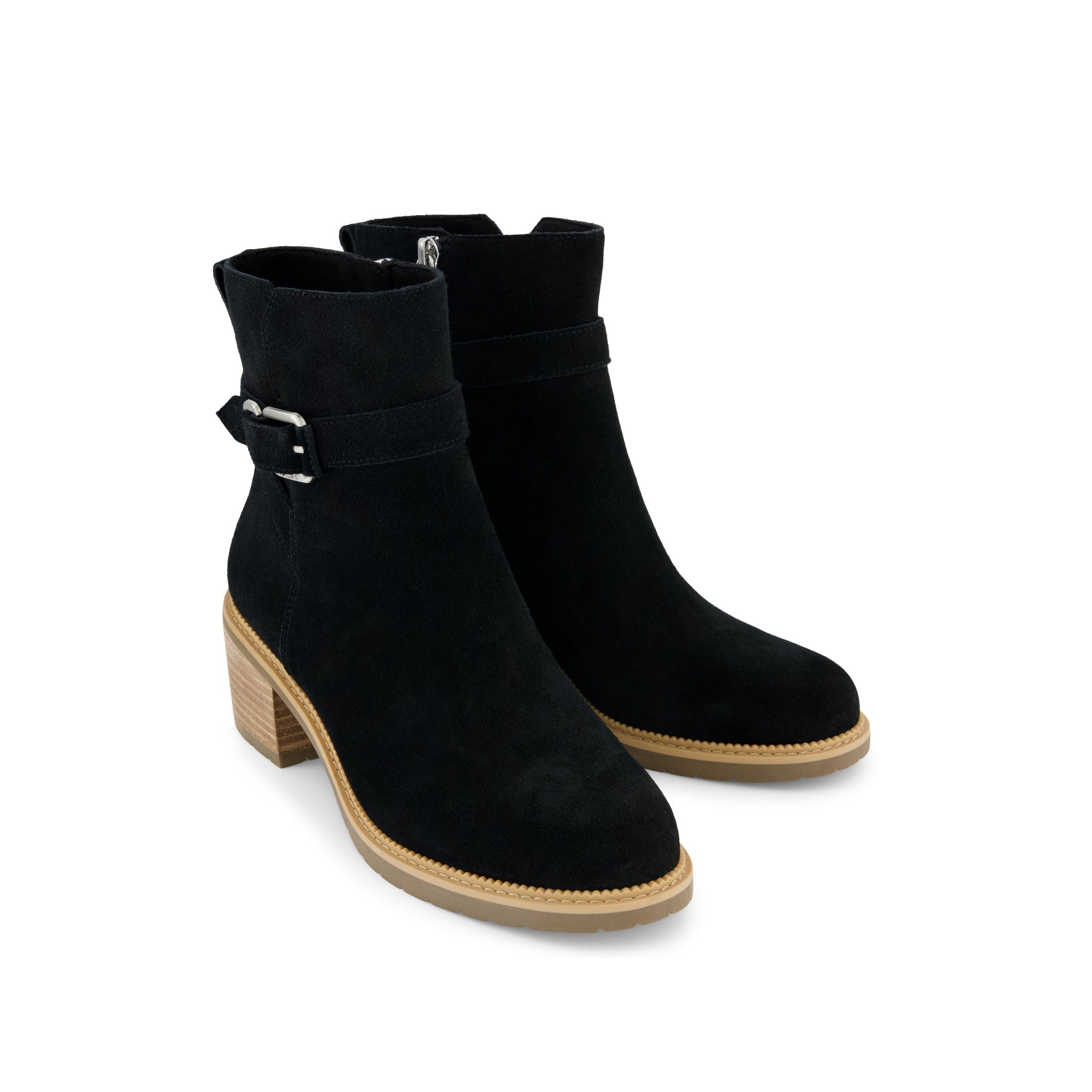 Hailey Buckle Boot - Water Resistant Black Suede Front View
