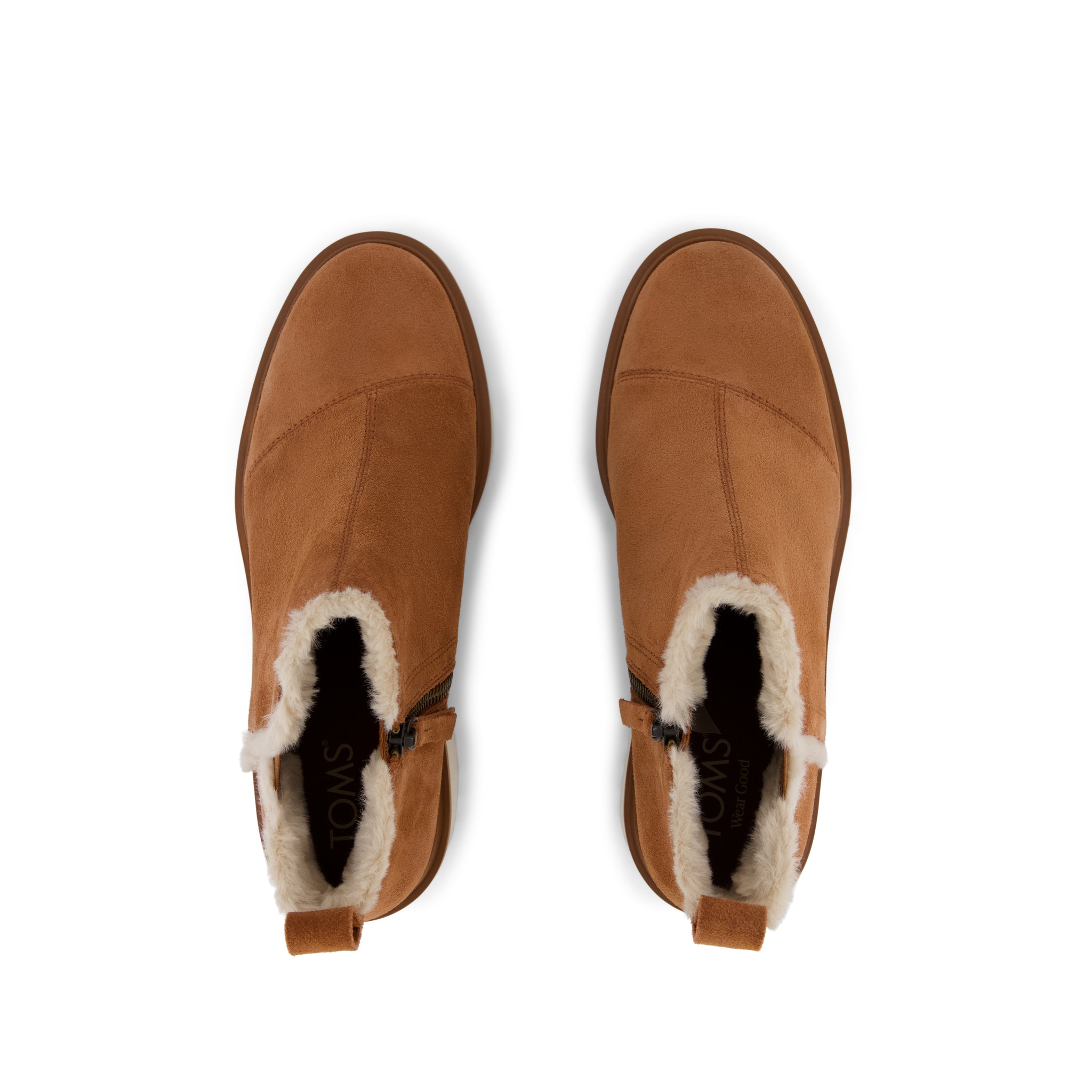 Maude Boot - Amber Brown Suede Faux Fur Lined Top View