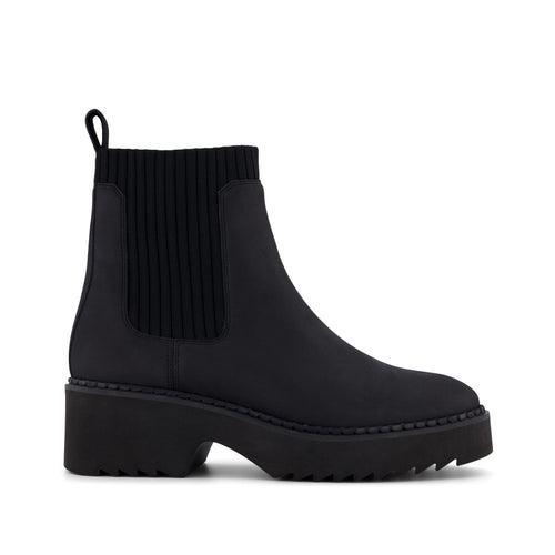 Millie Boot - Water Resistant Black Nubuck Leather Side View