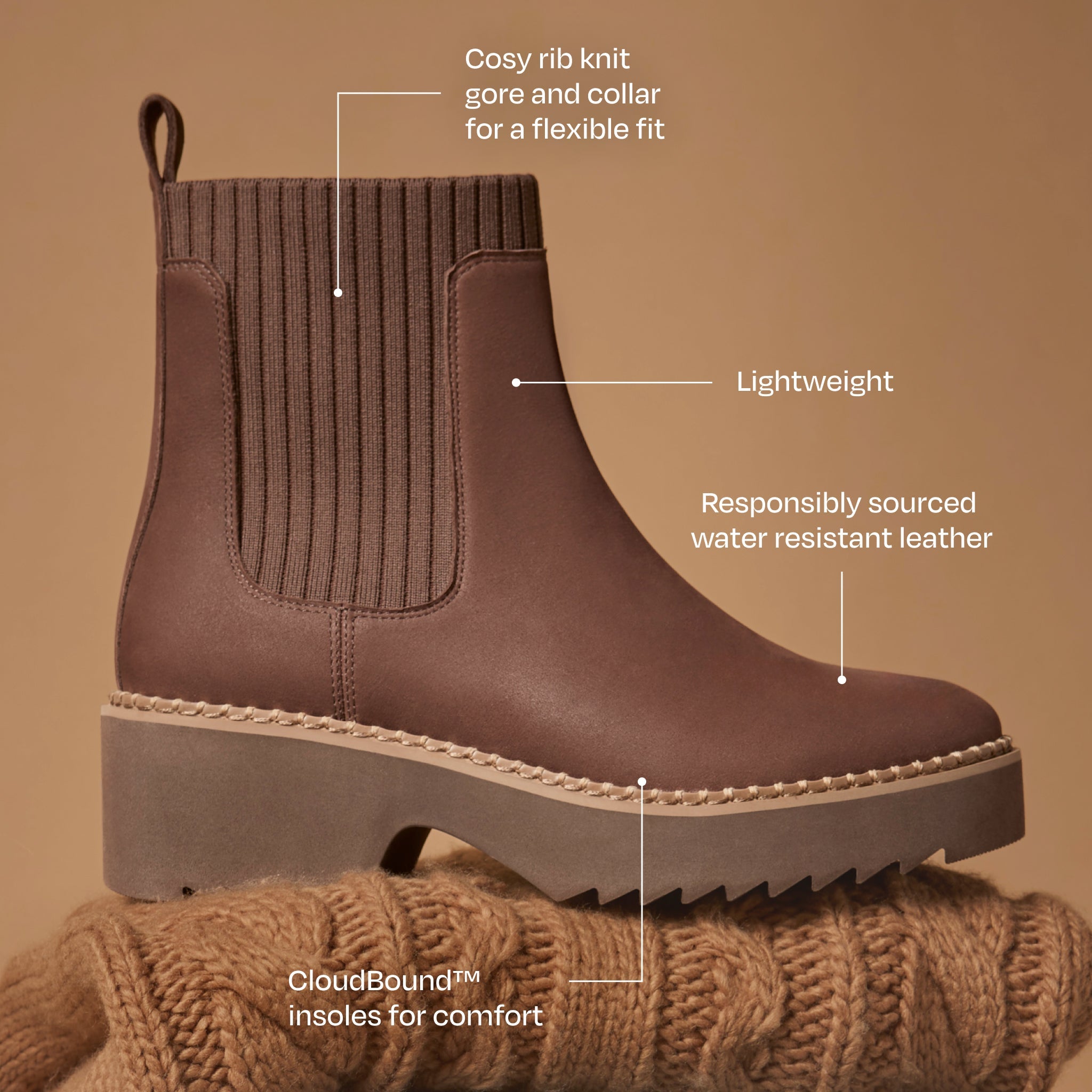 Millie Stiefel - Wylder wasserabweisendes eichenbraunes Nubukleder