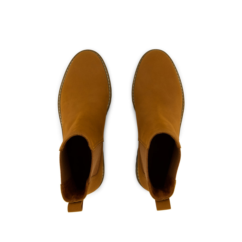 Bennet Boot - Water Resistant Amber Brown Nubuck Leather Top View