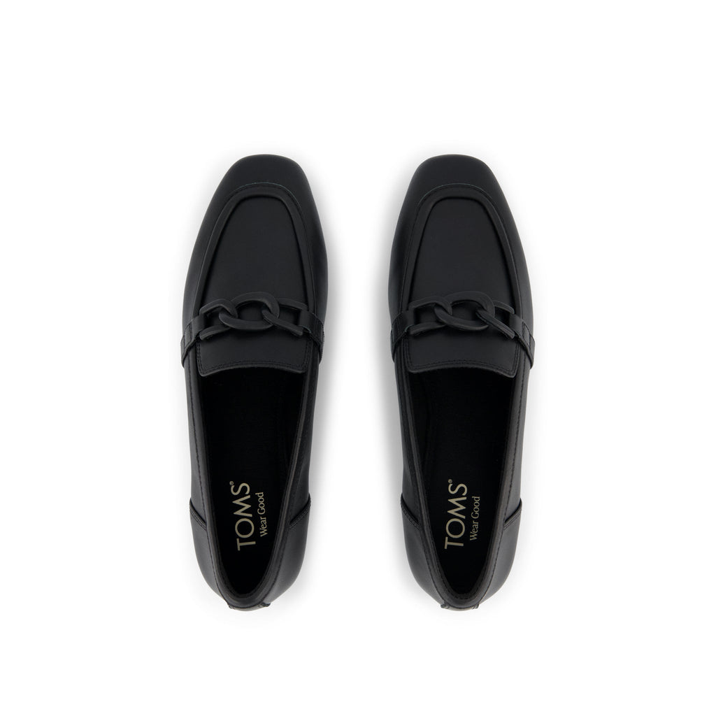 Lynette Loafer - All Black Leather with Chain Top View