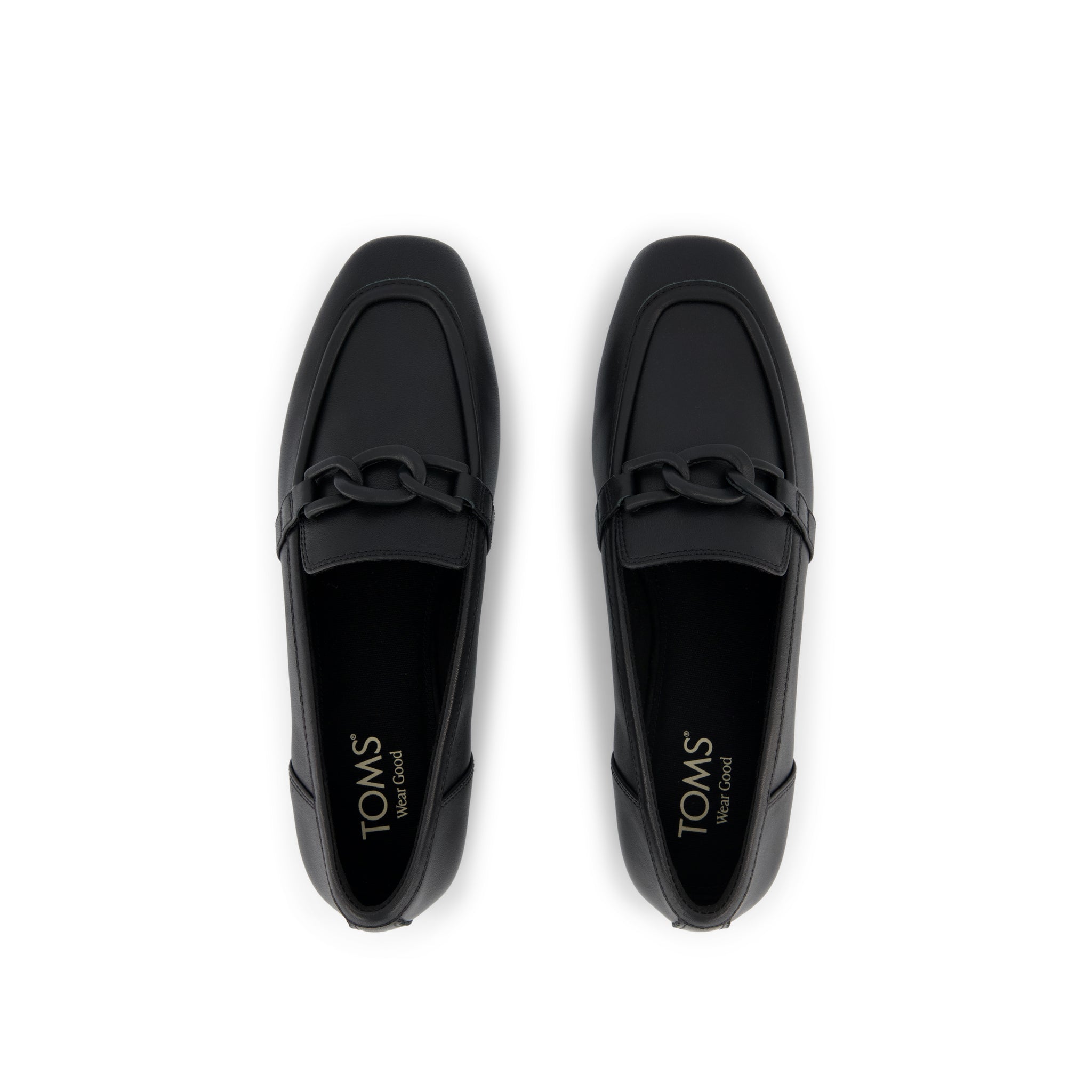 Lynette Loafer - All Black Leather with Chain Top View