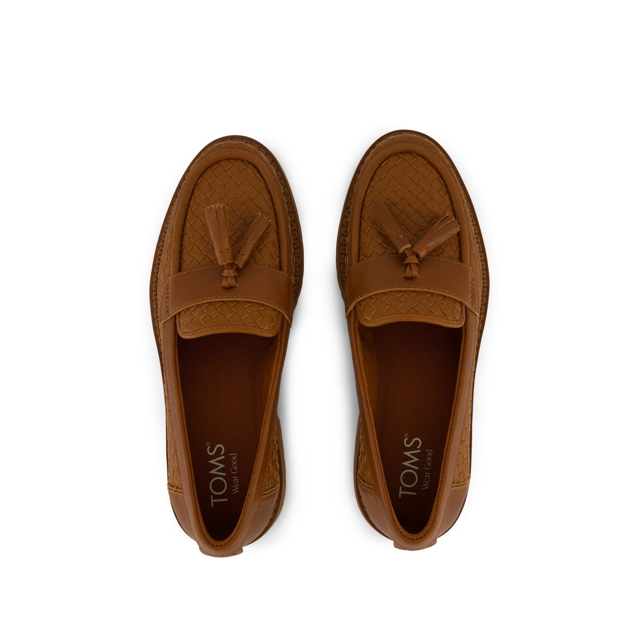 Cara Loafer - Amber Brown Leather Basketweave Top View
