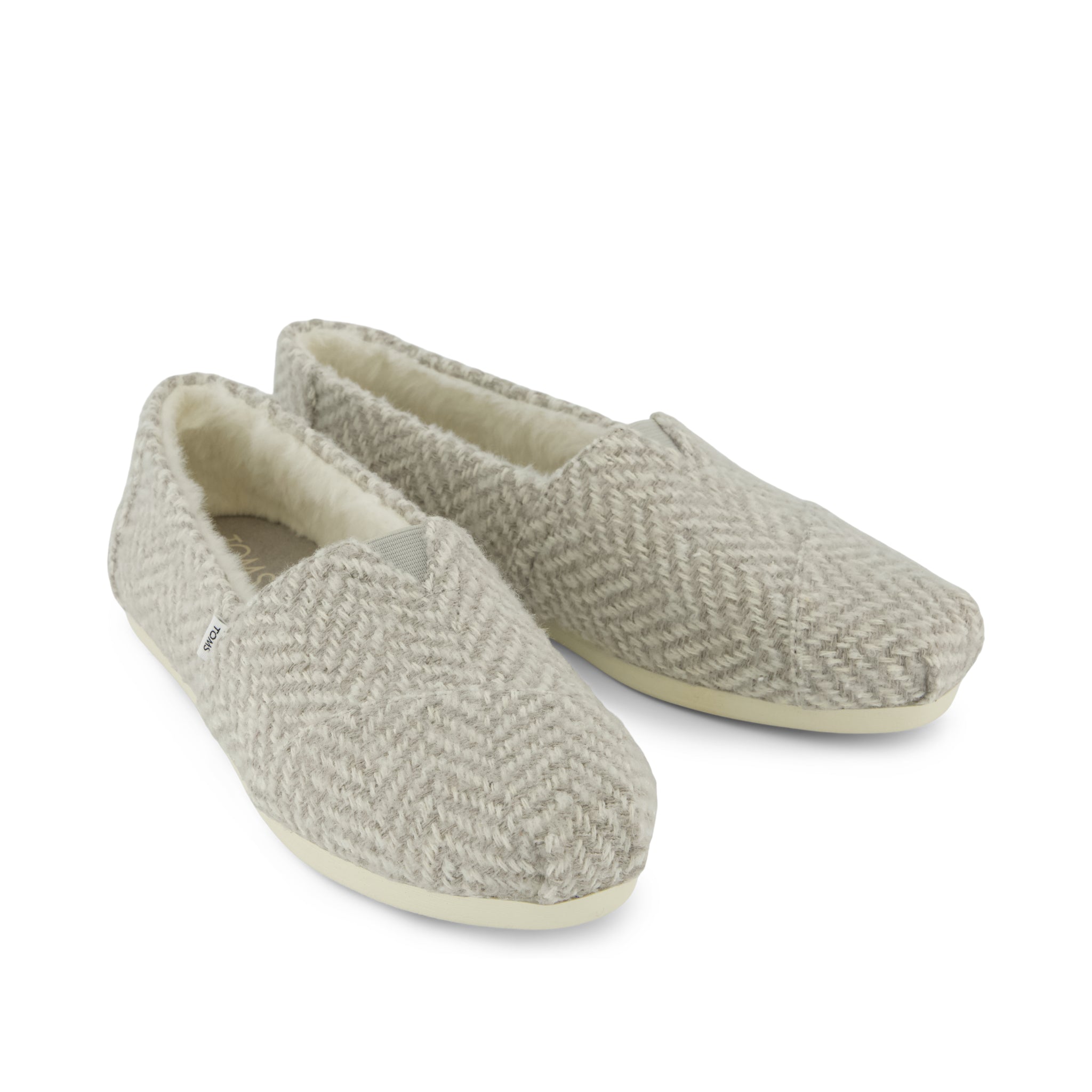 Alpargata Classic - Drizzle Grey Herringbone Faux Fur Front View