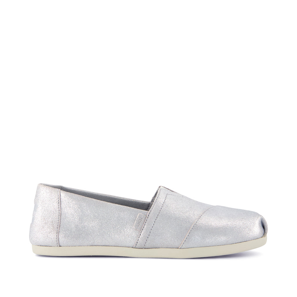 Alpargata Classic - Light Grey Metallic Suede Side View