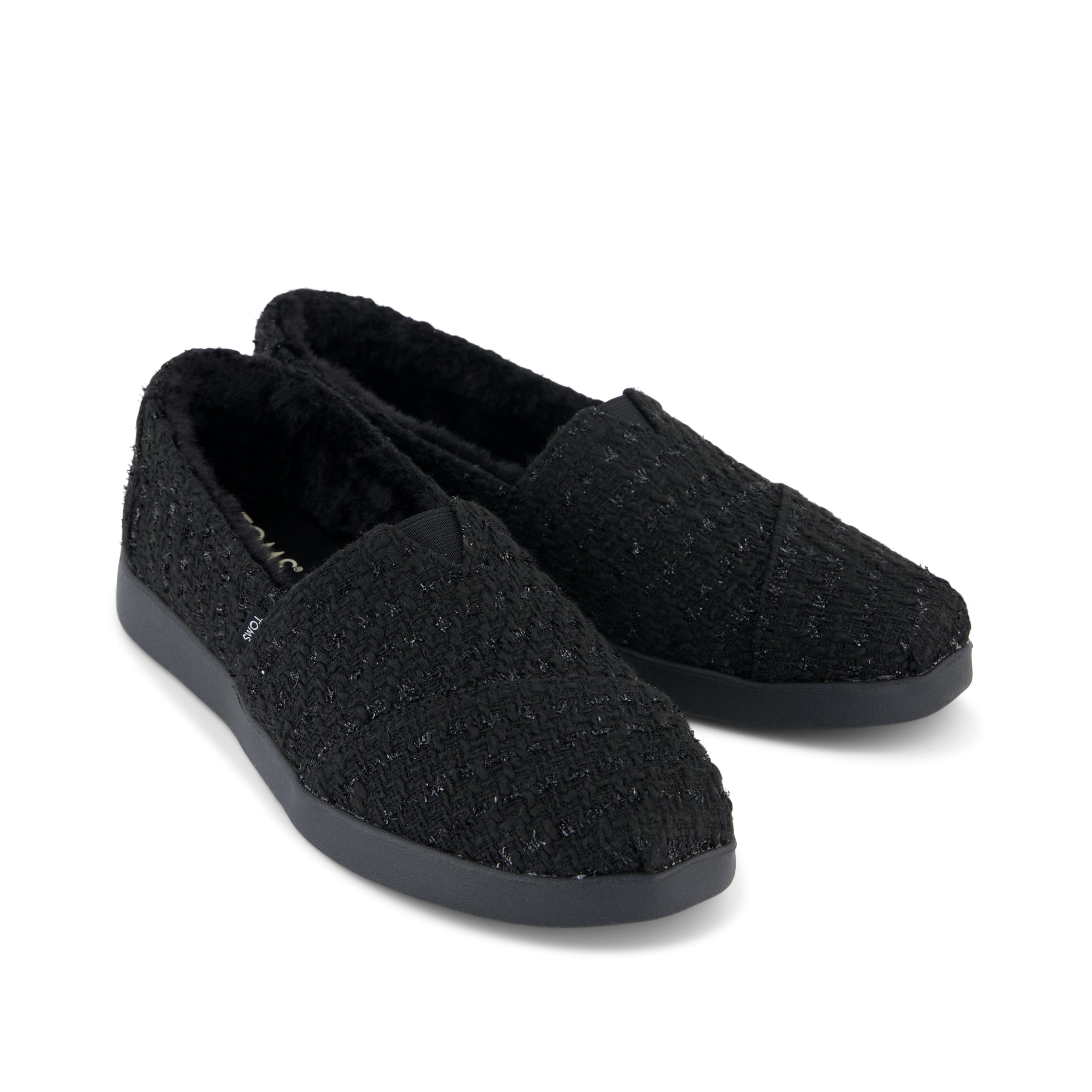 Alpargata Plus - Black Metallic Faux Fur Front View