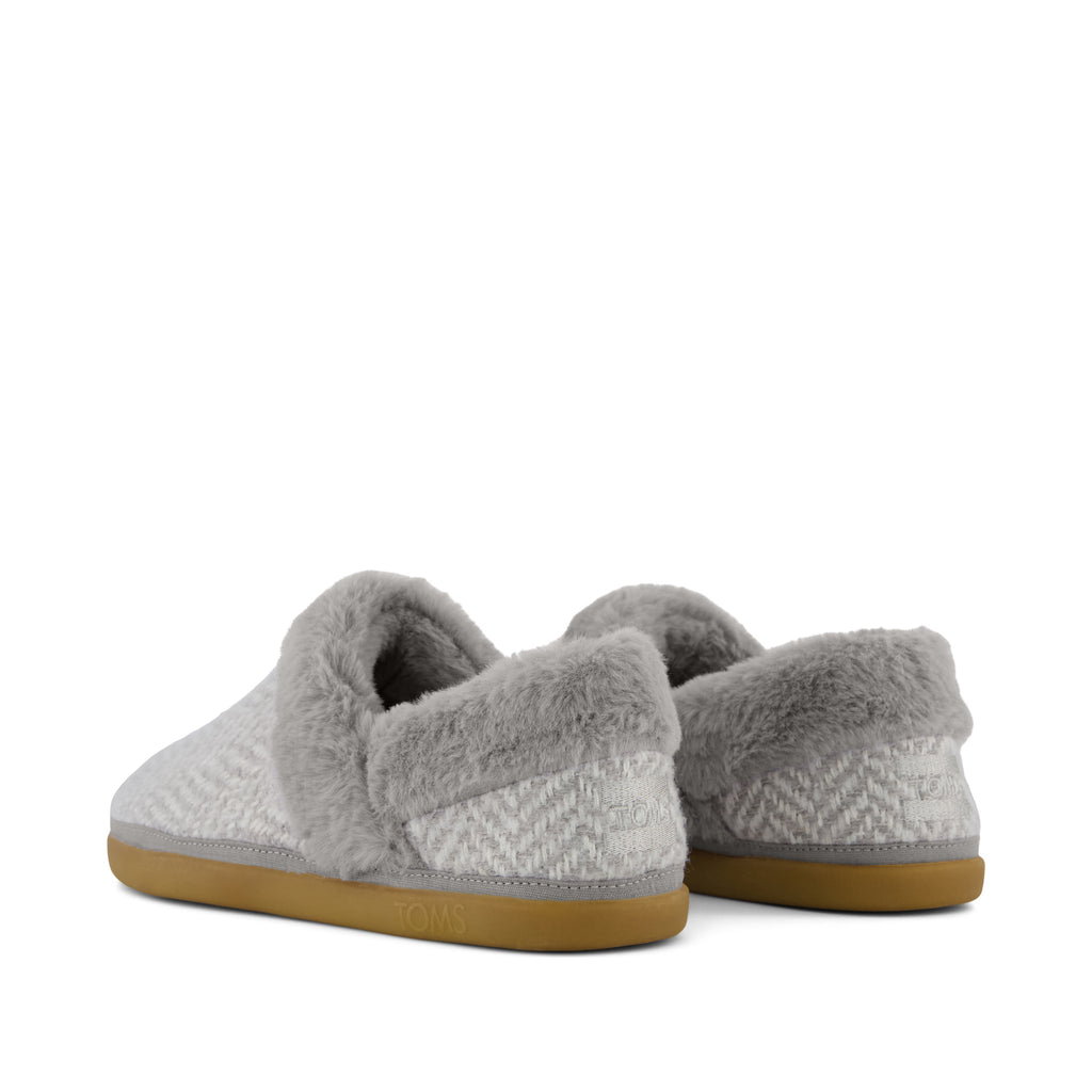 Oslo Slipper - Drizzle Grey Cozy Herringbone Back View