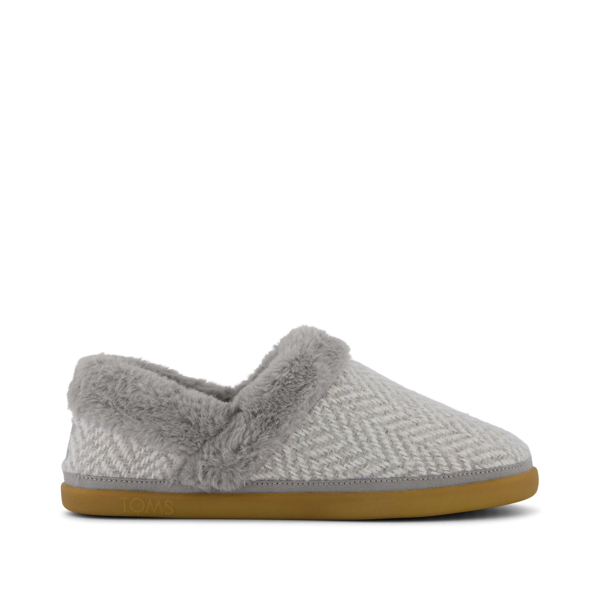Oslo Slipper - Drizzle Grey Cozy Herringbone Side View