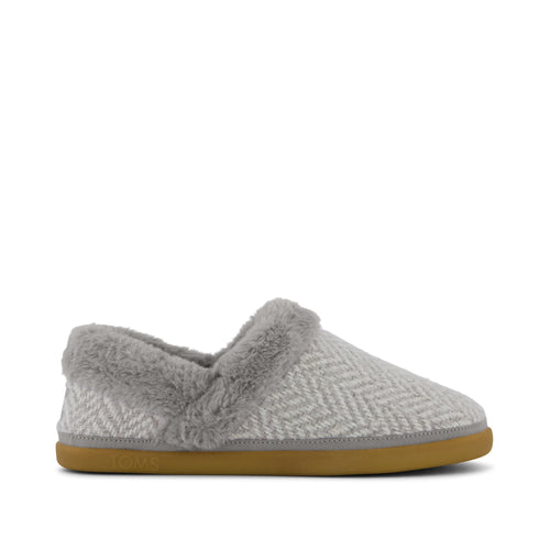 Oslo Slipper - Drizzle Grey Cozy Herringbone Side View