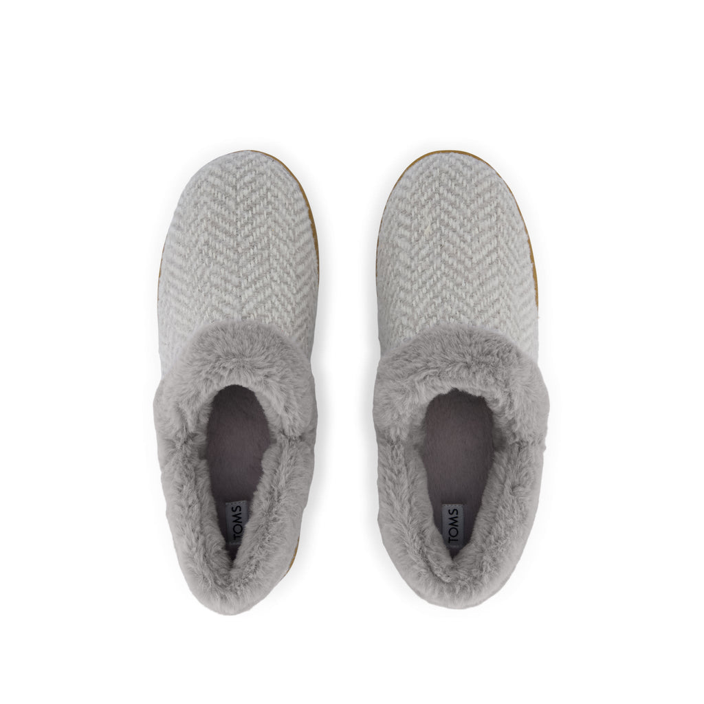 Oslo Slipper - Drizzle Grey Cozy Herringbone Top View