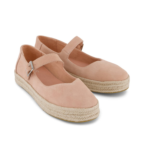 Carolina Mary Jane Espadrille - Dusky Pink Suede Front View