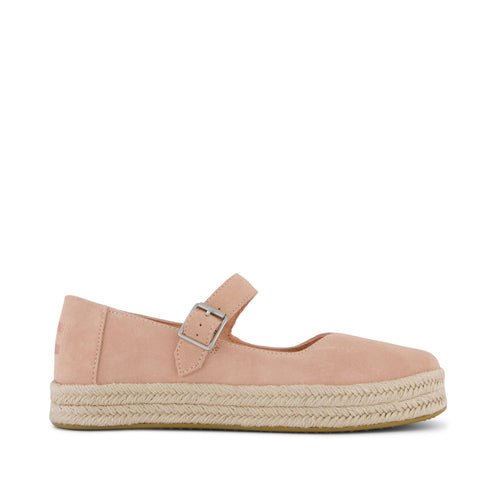 Carolina Mary Jane Espadrille - Dusky Pink Suede Side View