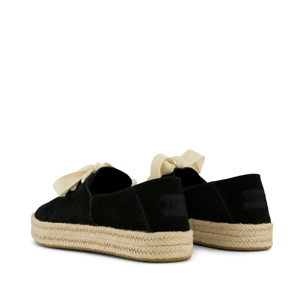 Carolina Lace-Up Espadrille - Black Suede Back View