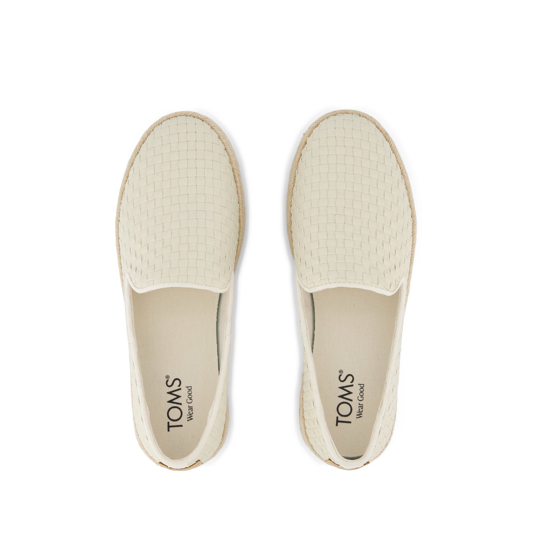 Carolina Espadrille - Light Sand Woven Basket PU Leather Top View