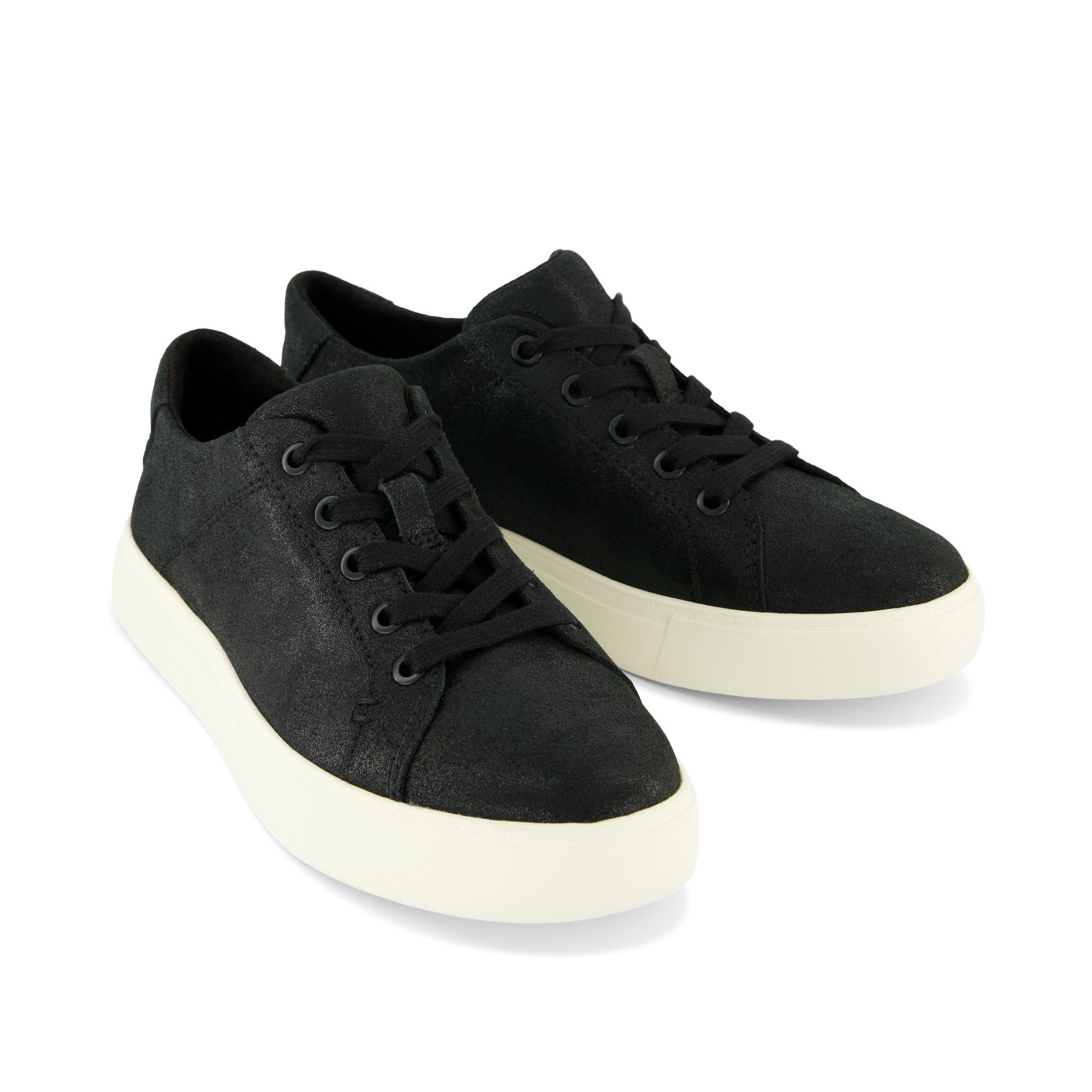 Kameron Lace-Up Sneaker - Black Metallic Suede Front View
