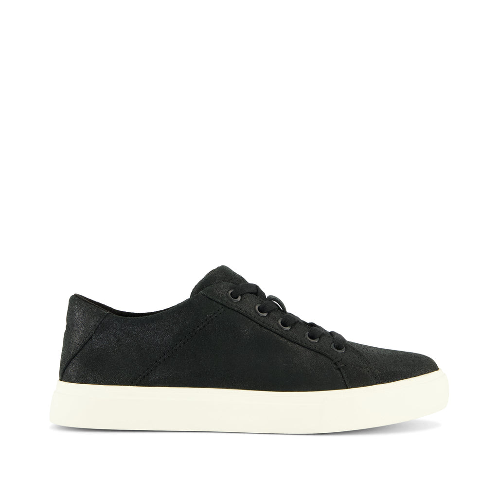 Kameron Lace-Up Sneaker - Black Metallic Suede Side View