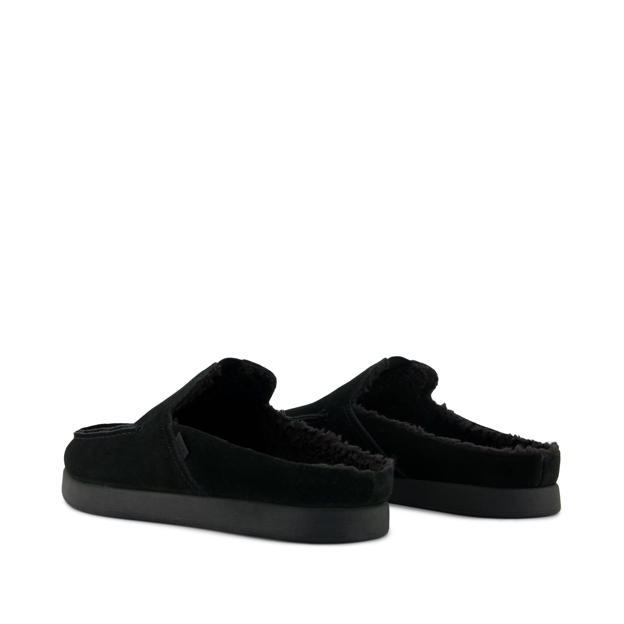 Alonso Mule - Black Suede Faux Shearling Lined Back View