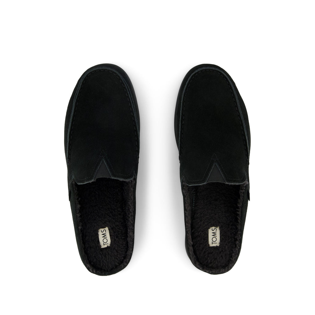 Alonso Mule - Black Suede Faux Shearling Lined Top View