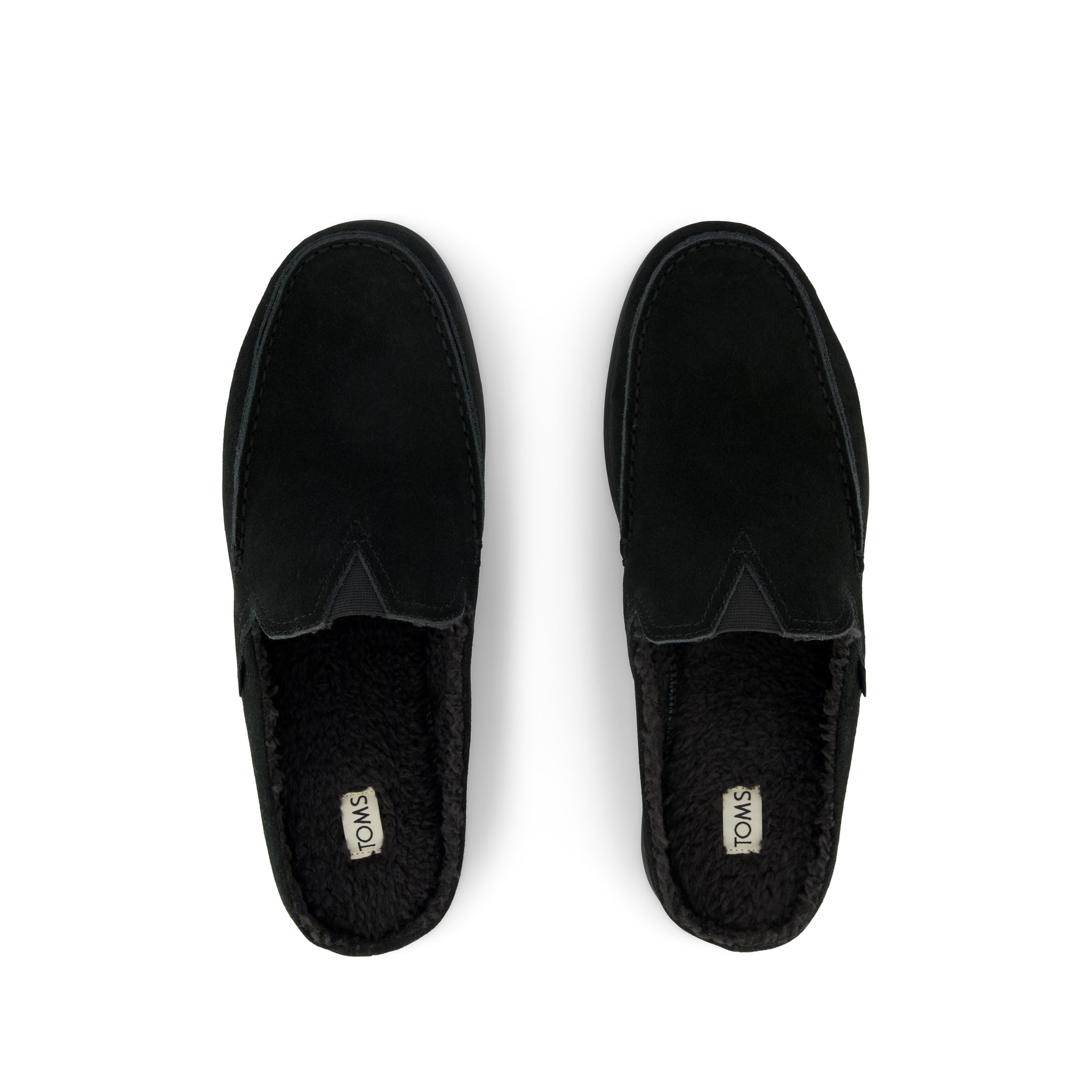 Alonso Mule - Black Suede Faux Shearling Lined Top View