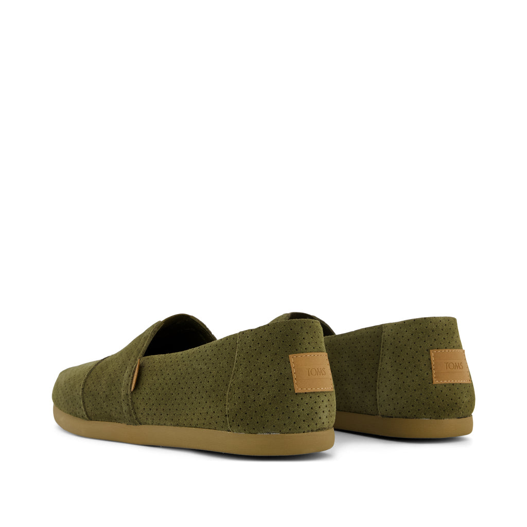 Alpargata Classic - Olive Green Perforated Suede Back View